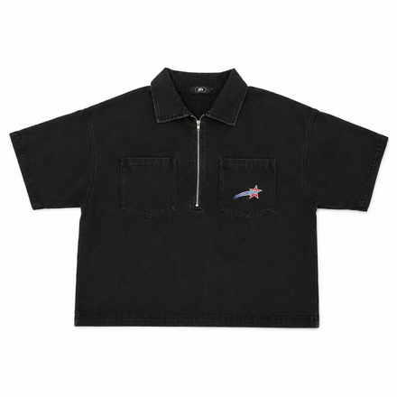 USA Short Sleeve Denim Zip Up