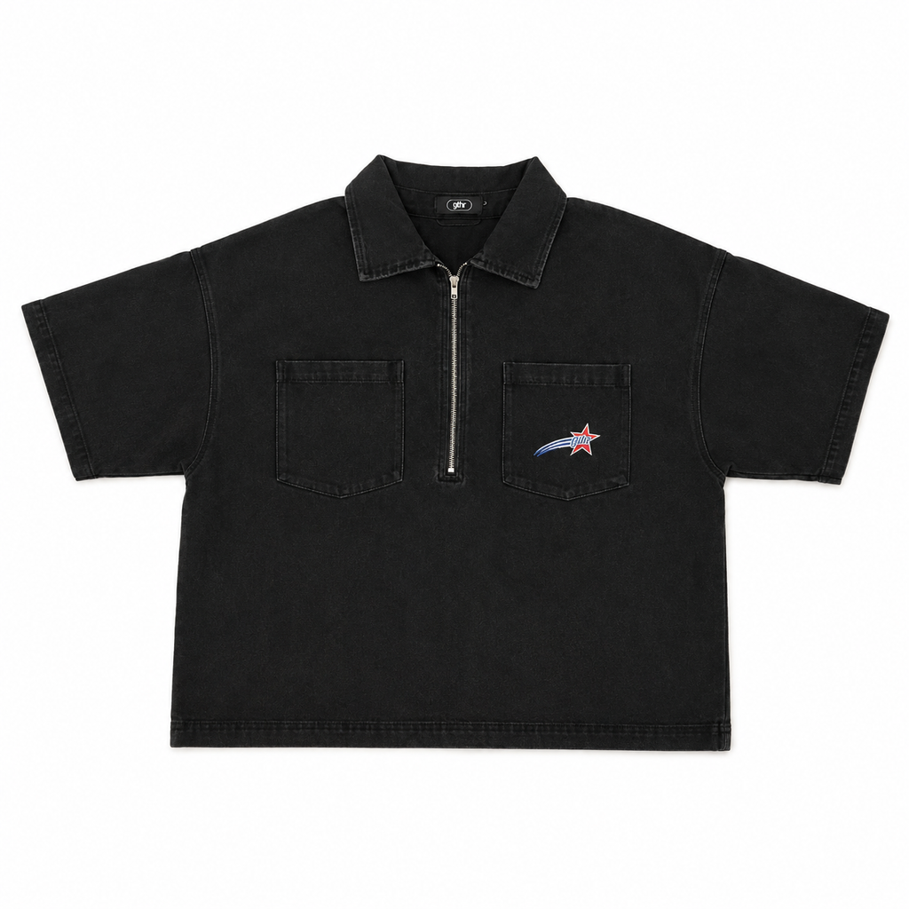 USA Short Sleeve Denim Zip Up