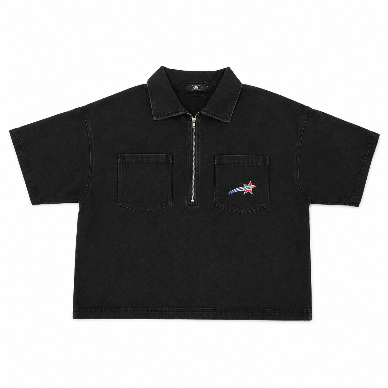 USA Short Sleeve Denim Zip Up