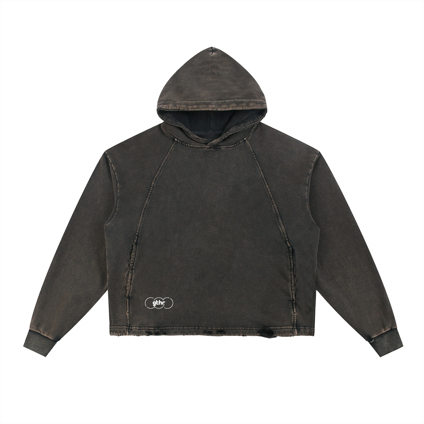 Vintage Washed Slightly Cropped Frayed-Hem Hoodie // 'gthr worn hoodie'