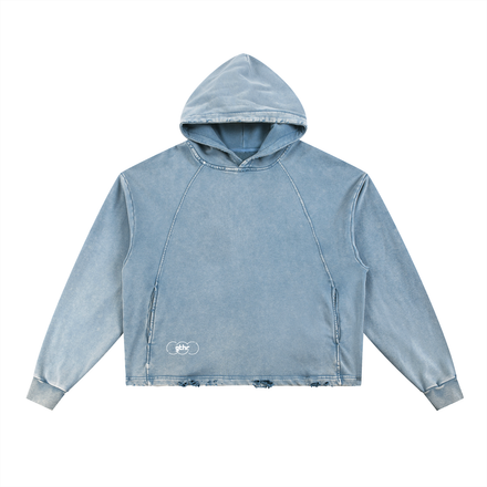 Vintage Washed Slightly Cropped Frayed-Hem Hoodie // 'gthr worn hoodie'