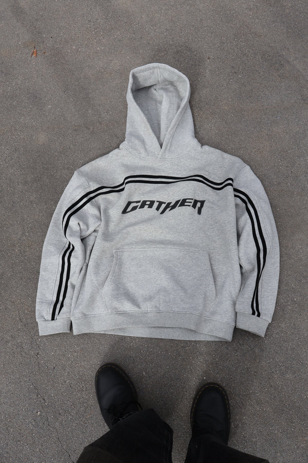 GRAY STRIPED HOODIE