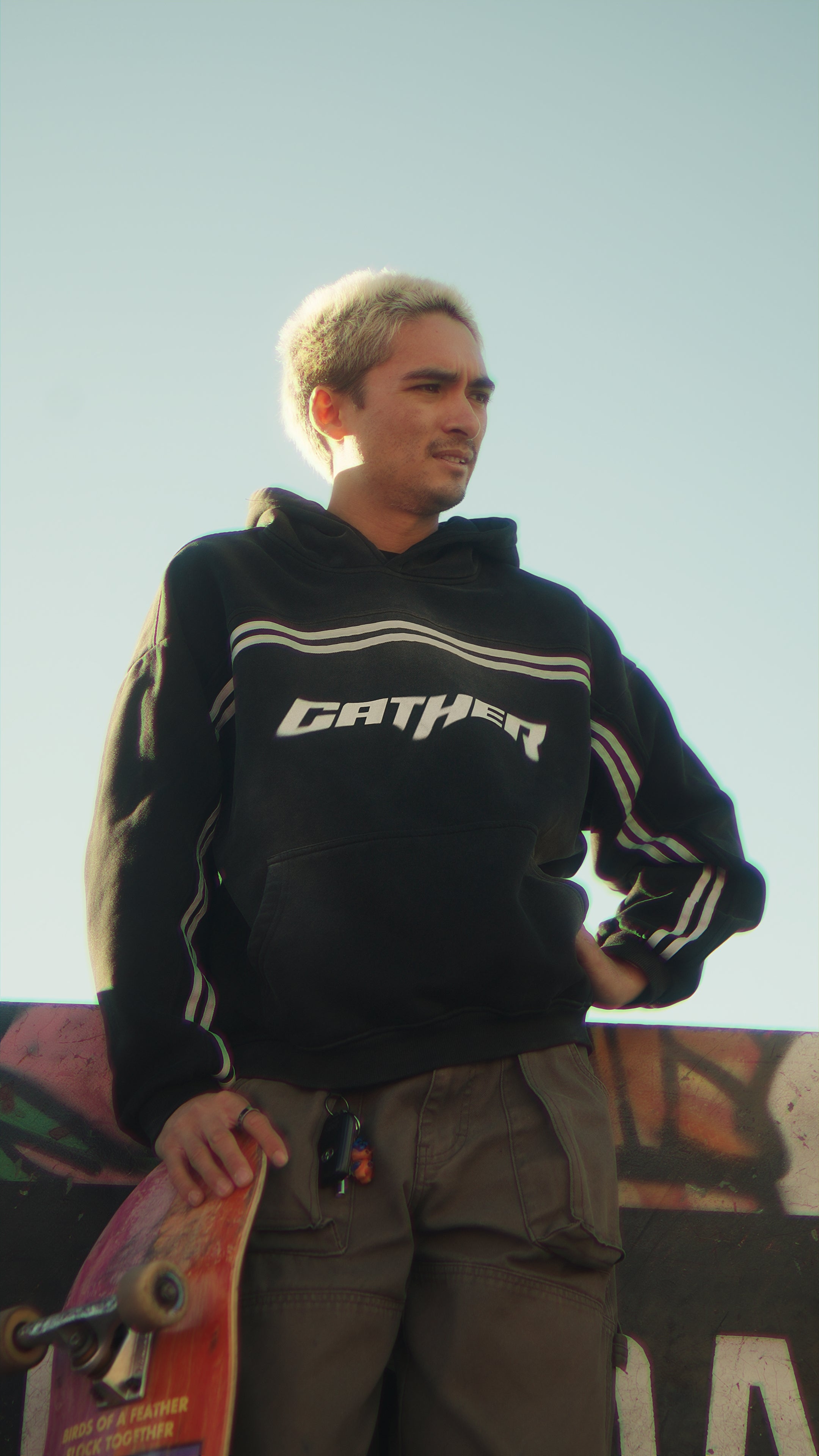Sun Fade Contrast Tape Fleece Hoodie