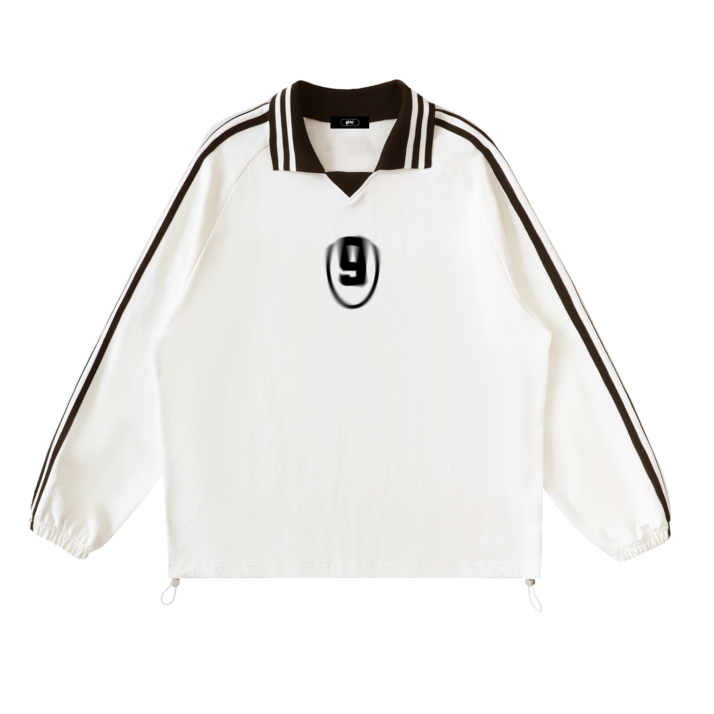 Contrast Striped Lapel Collar g Long Sleeve Tee