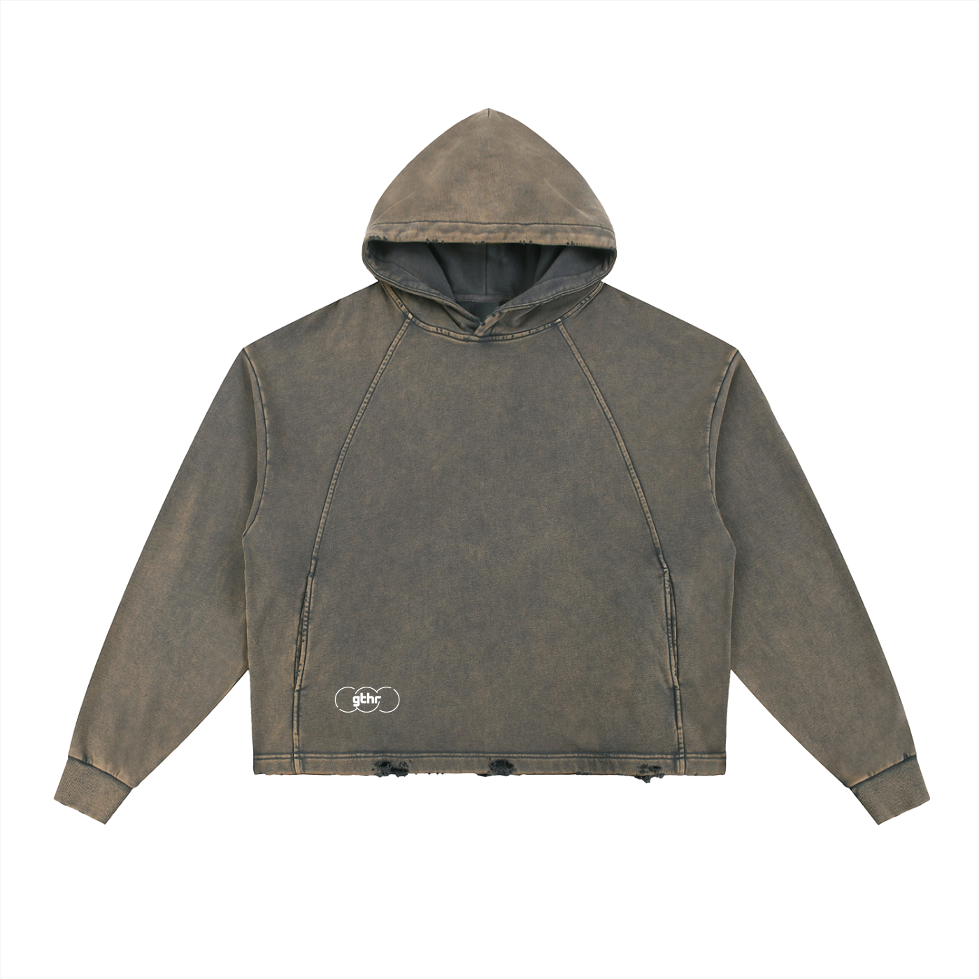 Vintage Washed Slightly Cropped Frayed-Hem Hoodie // 'gthr worn hoodie'