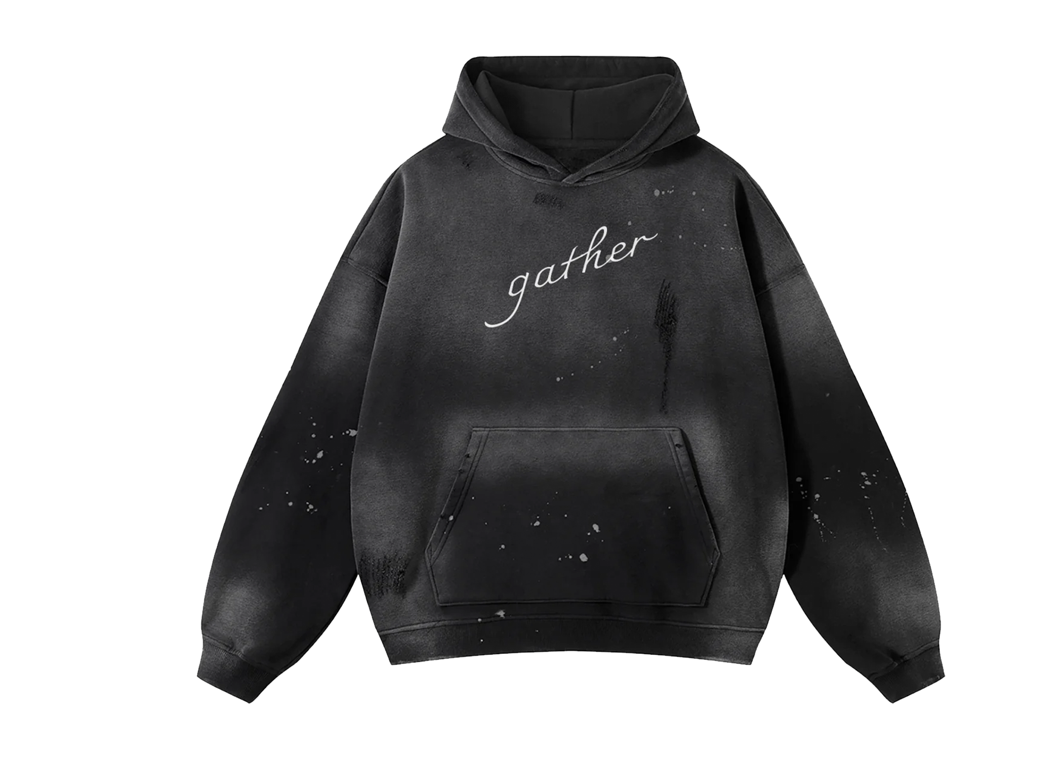 Vintage Wash Frayed "gather" Hoodie - 360 GSM